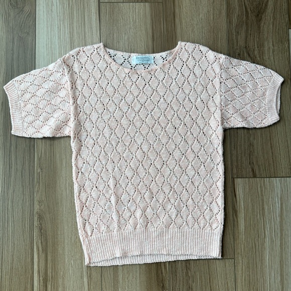 Vintage Light Pink & White Crochet Knit Top - Picture 5 of 15